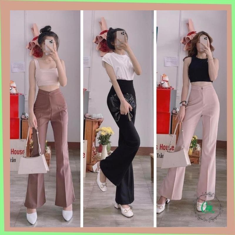 Quần tây nữ ống loe cạp cao 1 cúc COCOSTORE QD04