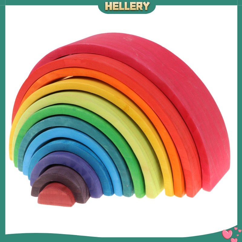 Bộ Đồ Chơi Đường Hầm Xếp Chồng Bằng Gỗ Màu Cầu Vồng Cho Bé