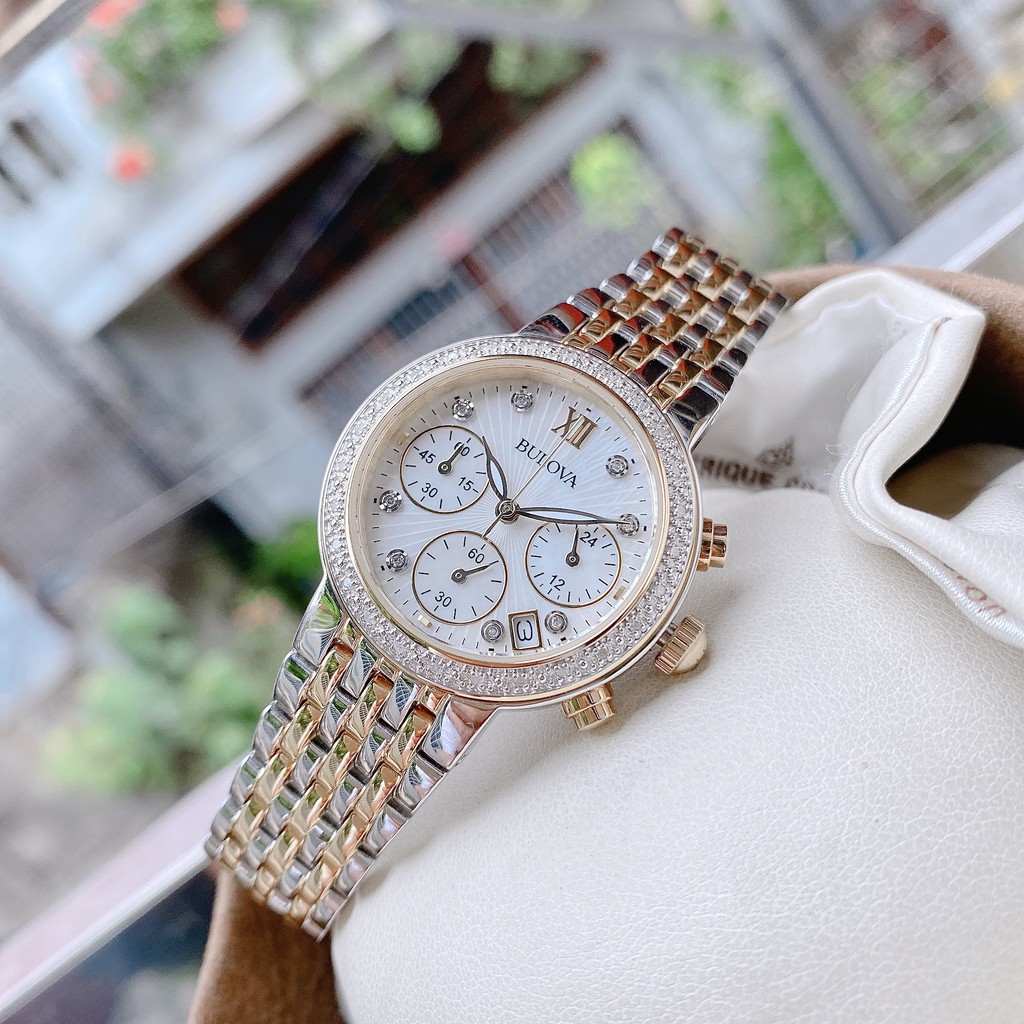 Đồng hồ nữ Bulova 98R214 Chronograph - máy Quartz - chống nước 30m - size 30mm chính hãng