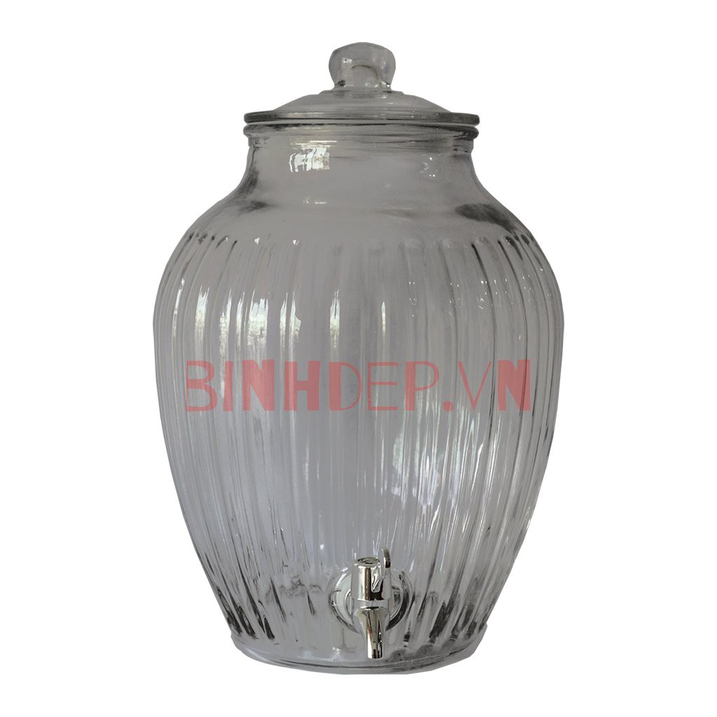 Bình thủy tinh ngâm rượu 10 lít có vòi kiểu dáng bí sọc
