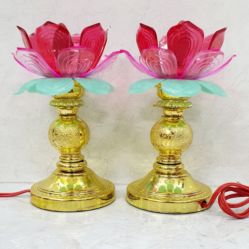 BỘ 2 ĐÈN THỜ HOA SEN LED