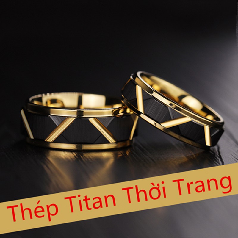 Nhẫn sọc chéo thép titan mát mẻ thời trang cho nam