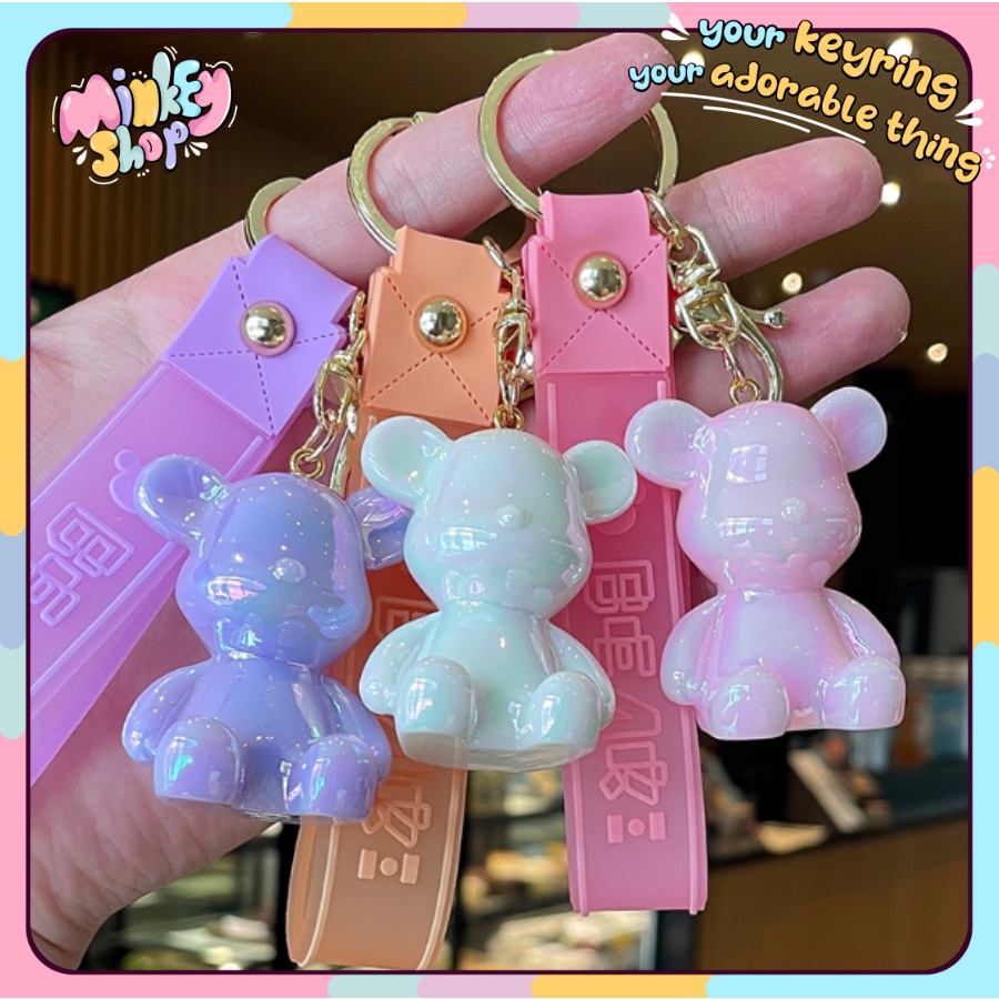 Móc Khóa Đẹp Hình Gấu Ngồi Dễ Thương, phụ kiện Túi Xách -Minkey