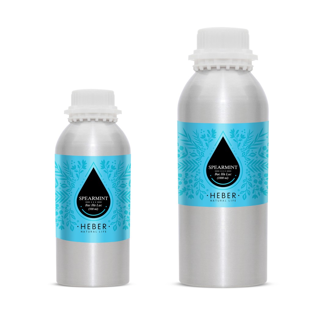 (Chai Lớn 500ml/1000ml)Tinh Dầu Bạc Hà Lục Spearmint Heber Natural Life, Cao Cấp Nhập Khẩu, Thiên Nhiên Nguyên Chất