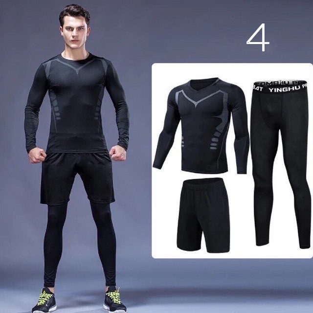 BST bộ quần áo legging co giãn giữ nhiệt tập gym - chạy bộ - đạp xe màu đen