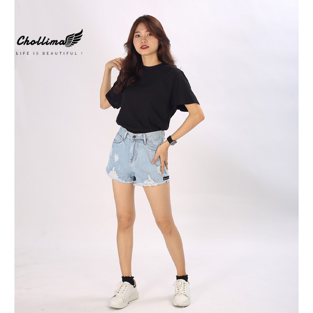 Quần short jeans nữ Chollima tua lai QS008 – quần sọc jeans nữ ulzzang phong cách hàn quốc