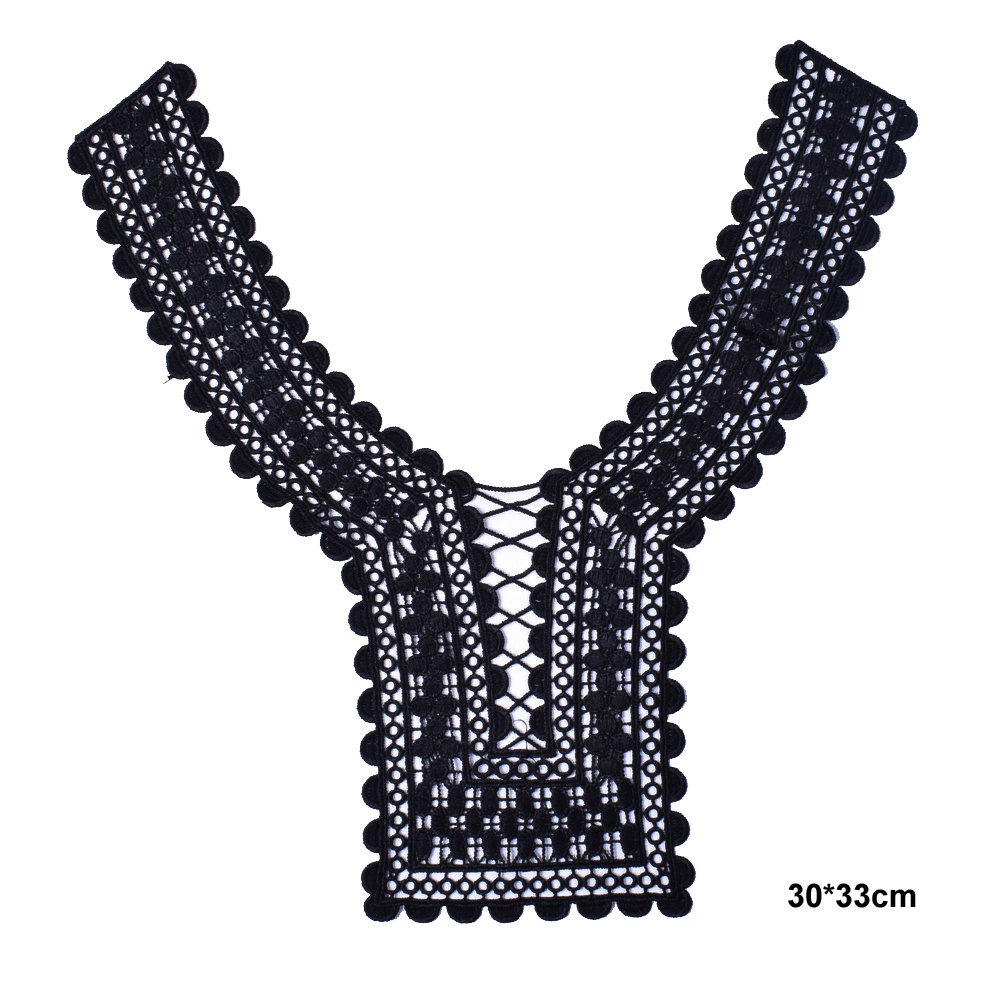 Vải Ren Thêu Cổ Áo Màu Đen