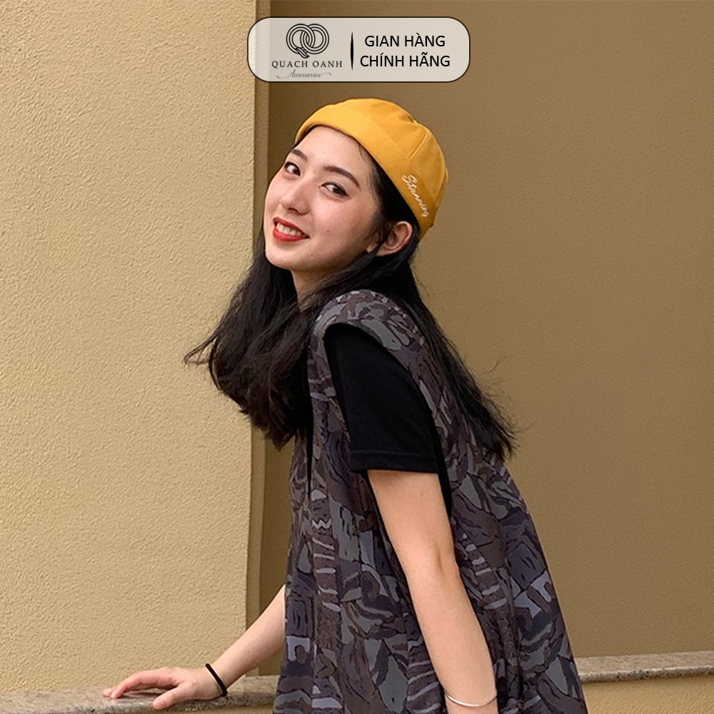 Mũ quả dưa địa chủ beanie unisex QO ACESSORIES không vành in chữ Stunning MU59