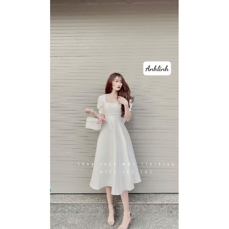 VÁY TRẮNG NGỌC NƠ LƯNG | BigBuy360 - bigbuy360.vn