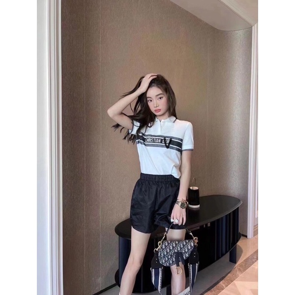 Set áo polo mix quần sooc đùi bộ đùi cotton áo cổ bẻ quần đen