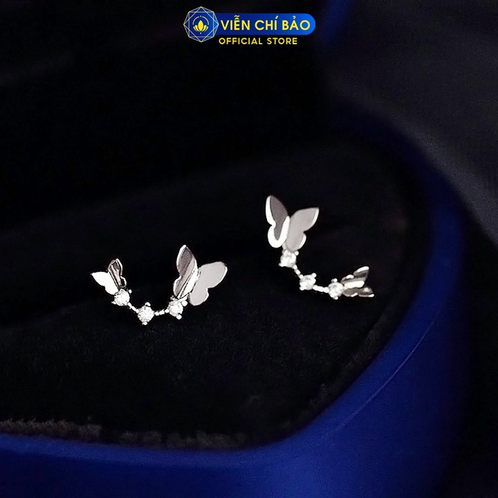 Bông tai bạc nữ cánh bướm đính đá chất liệu bạc 925 thời trang phụ kiện trang sức nữ Viễn Chí Bảo B400753