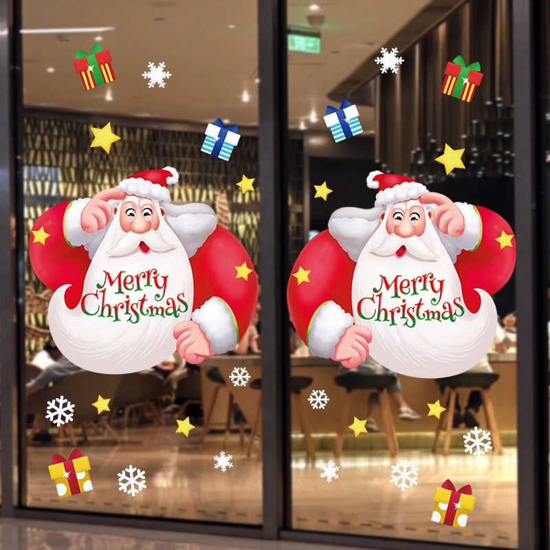 Combo decal dán Noel HÍT TĨNH ĐIỆN- Ông noel đáng yêu ( 2 tấm )