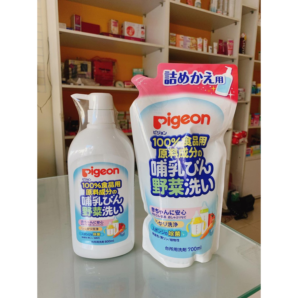 Nước Rửa Bình Sữa Cho Bé Pigeon Nhật Bản 700ml ( Dạng Túi) - Hàng Nội Địa Nhật, dùng vệ sinh bình sữa, núm ti hằng ngày