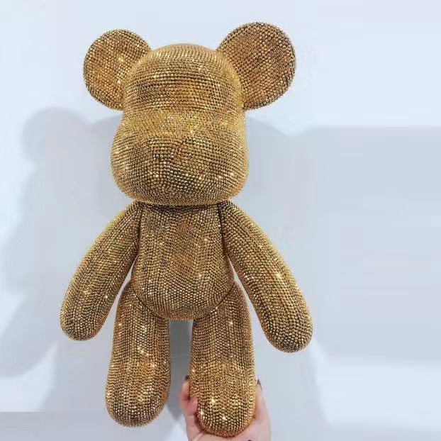 Gấu đính đá handmade Bearbrick size 23cm hàng cao cấp Hudo