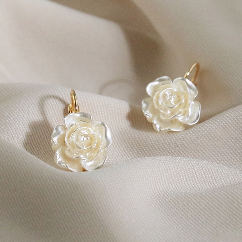 Hoa Tai Dáng Dài Hình Bông Hoa Màu Sắc Trắng Dành Cho Nữ