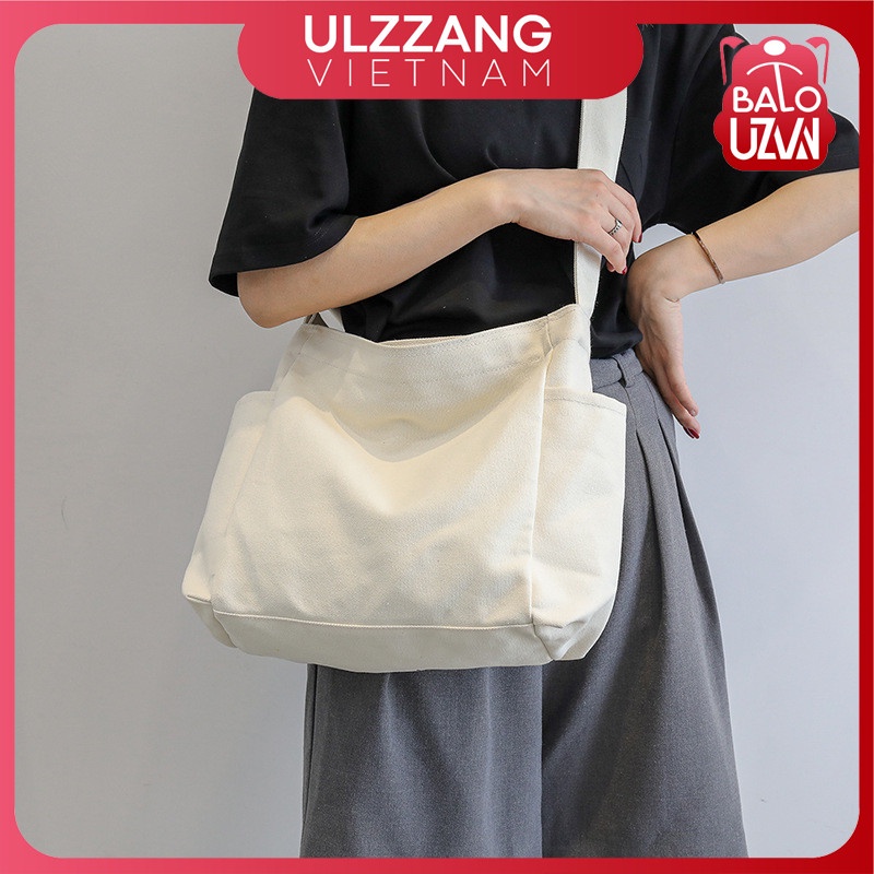 Túi tote vải, túi học thêm canvas đeo chéo đựng đồ thời trang cho học sinh sinh viên in hình phong cách Hàn Quốc TC