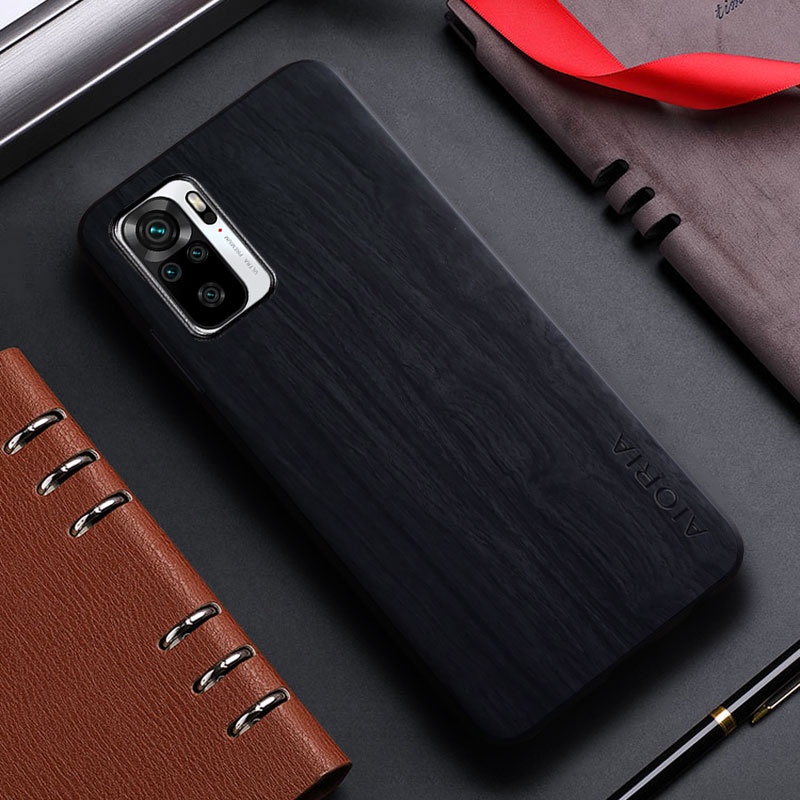 Ốp Lưng Cho Xiaomi Redmi Note 10 Pro 10T 5G 10S coque Đơn Giản Thiết Kế Độc Đáo Họa Tiết Gỗ Nhẹ Da pu Vỏ Điện Thoại
