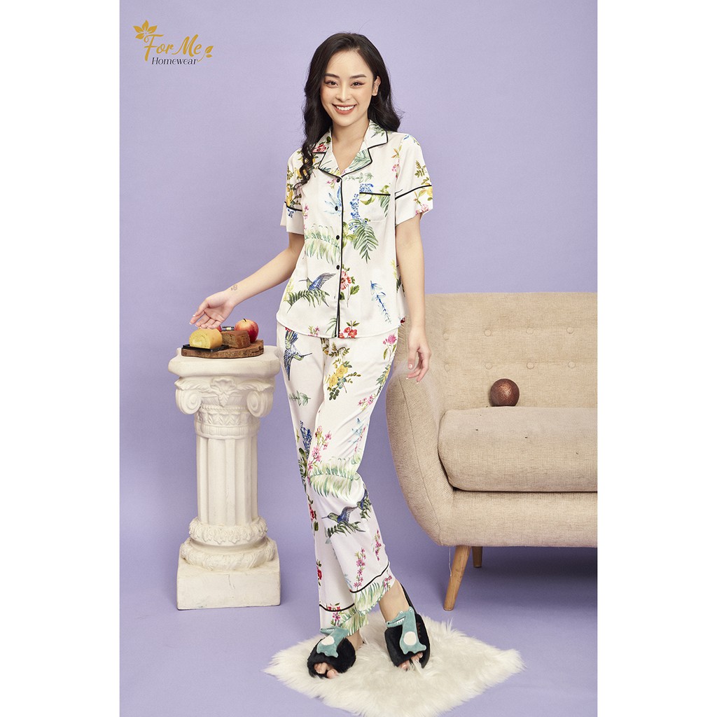Bộ đồ ngủ, mặc nhà chất Lụa Giấy Luxury NGẮN TAY QUẦN DÀI CHUỒN CHUỒN ,forme pijama