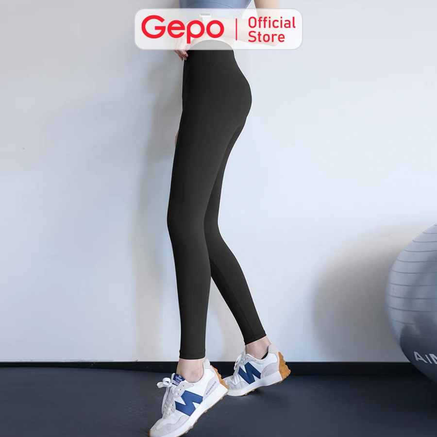 Quần tập gym yoga legging nữ cạp cao nâng mông tôn dáng vải co dãn 4 chiều GEPO GP107