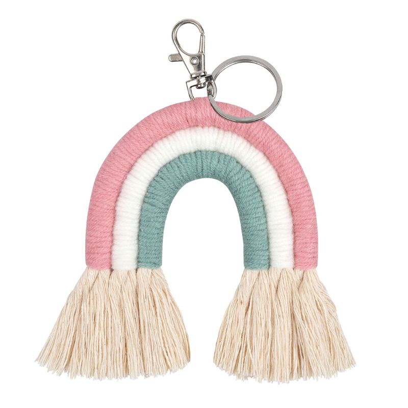 ✿ Móc Khóa Macrame Đan Sợi Màu Cầu Vồng Thời Trang Cho Nữ