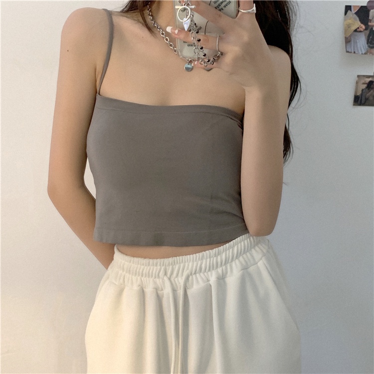 Áo croptop hai dây màu trơn phong cách mới 45272