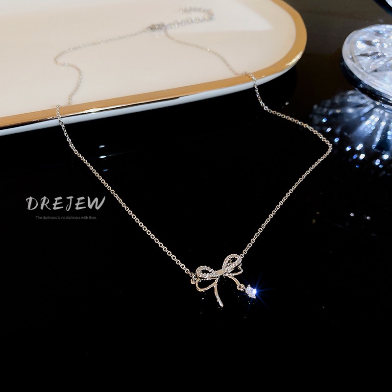 DREJEW Dây chuyền mặt hình bướm đính đá zircon phong cách thời trang đơn giản dễ phối đồ