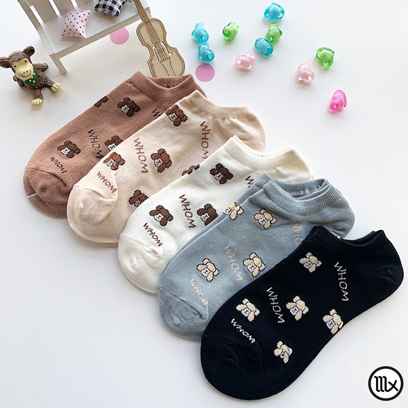 Tất hoạ tiết gấu Whom cổ ngắn