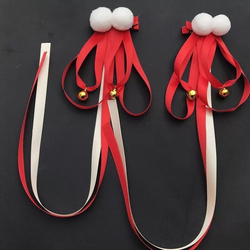 B426 - 2 kẹp tóc nơ cổ trang cosplay ruy băng lụa