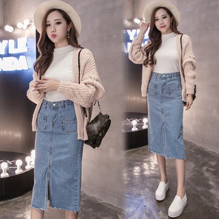 Váy jeans dài Hàn Quốc cho nữ