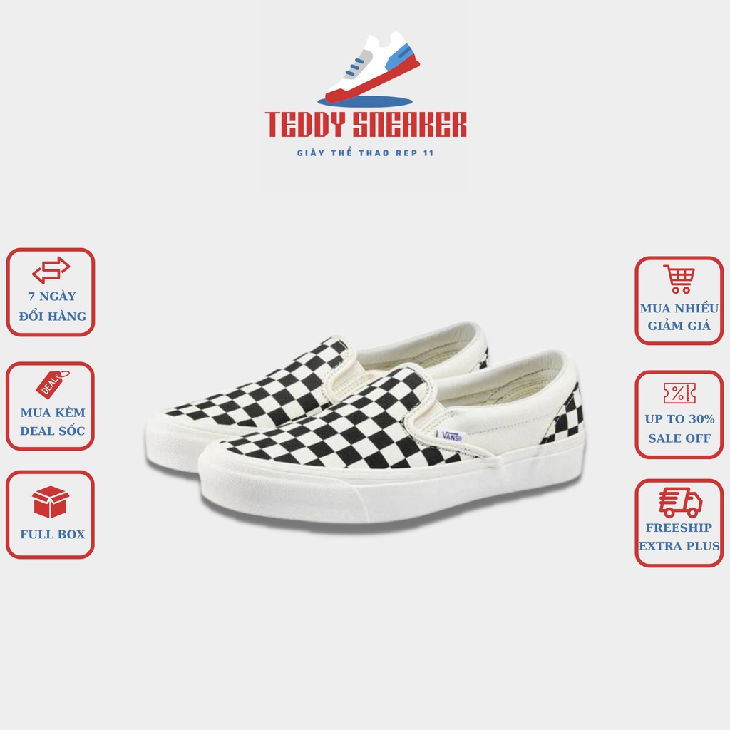 Giày Thể Thao 𝗩𝗮𝗻𝘀 Caro Nam Nữ, Giày Lười Slip On Vans Caro Vải Canvas Dày Dặn Hàng 11 Full Box