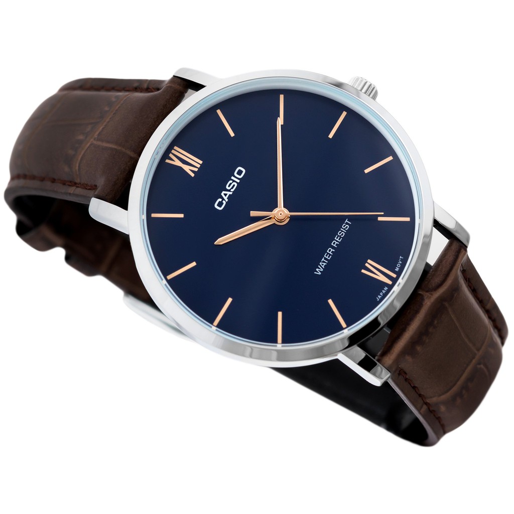 Đồng hồ nam dây da Casio Standard chính hãng Anh Khuê MTP-VT01L-2BUDF (40mm)