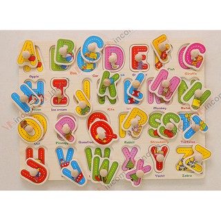 Bảng gỗ chữ hoa tiếng anh có núm 021