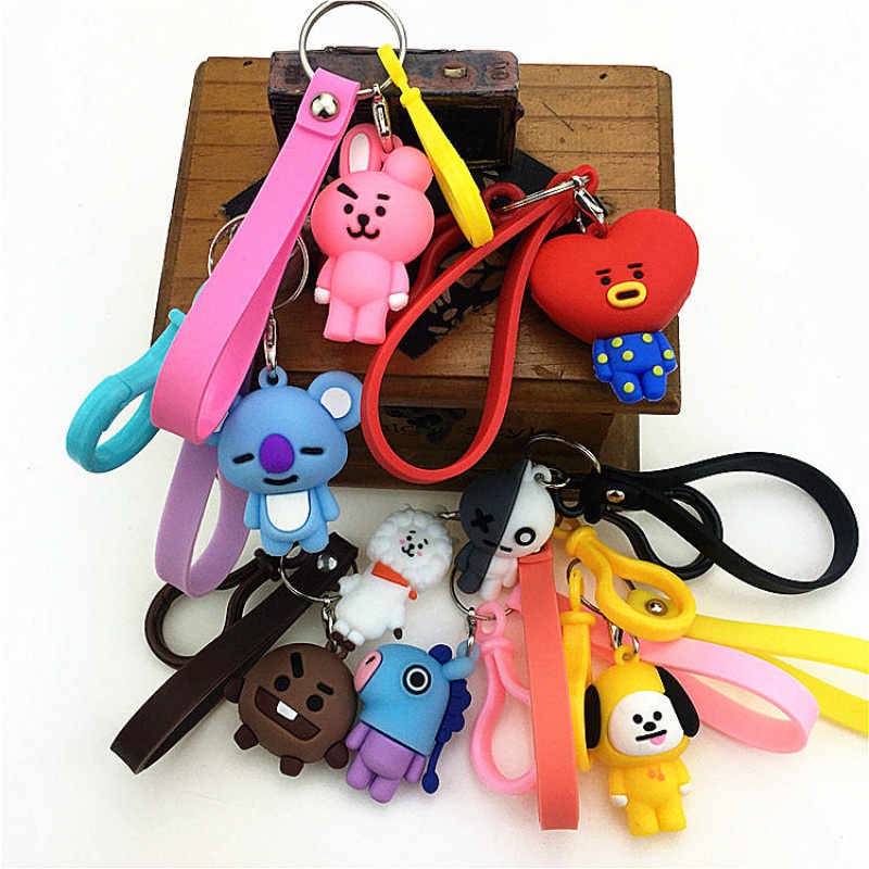 Móc khóa gắn hình các thành viên nhóm BTS BT21 3D dễ thương