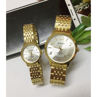 Đồng hồ cặp thời trang mặt tròn dây xích