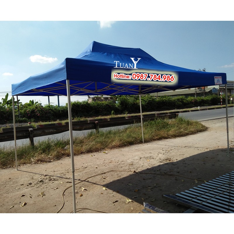 Nhà bạt di động 3mx4.5m bạt XANH TÍM THAN, lều bạt bán hàng đa năng sản xuất tại Việt Nam