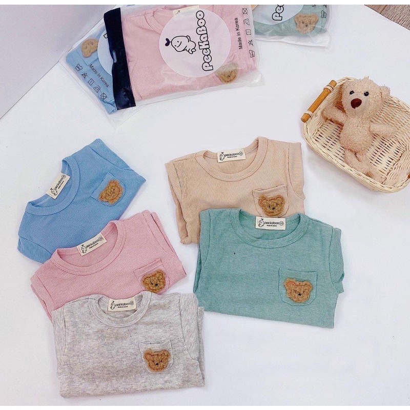 Bộ len gân tăm Pekapoo túi gấu xù