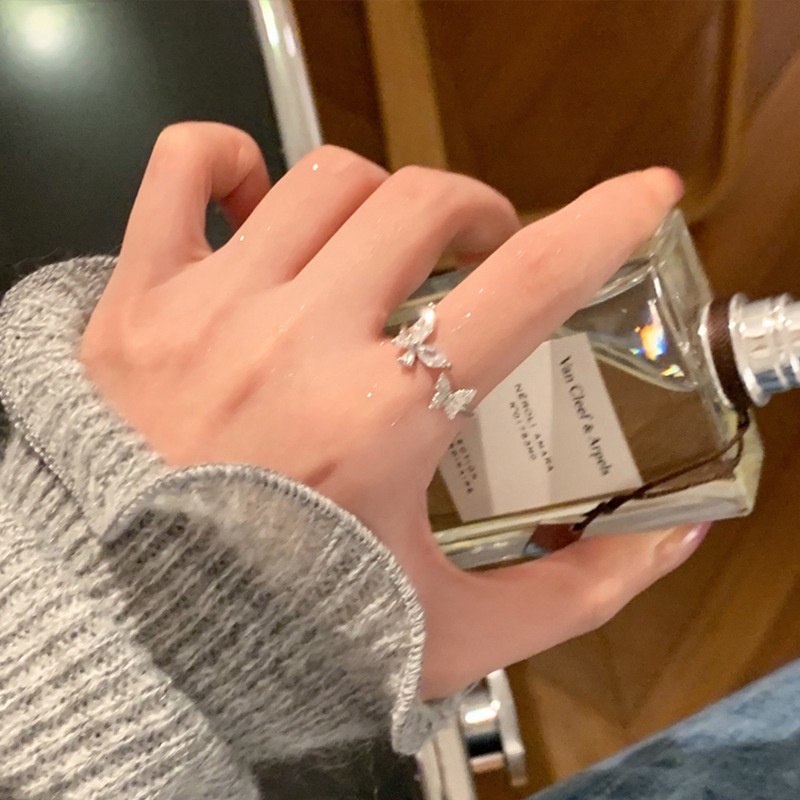 Nhẫn Hở Hình Bướm Đính Đá Zircon Phiên Bản Hàn Quốc Sang Trọng Cho Nữ Thời Trang