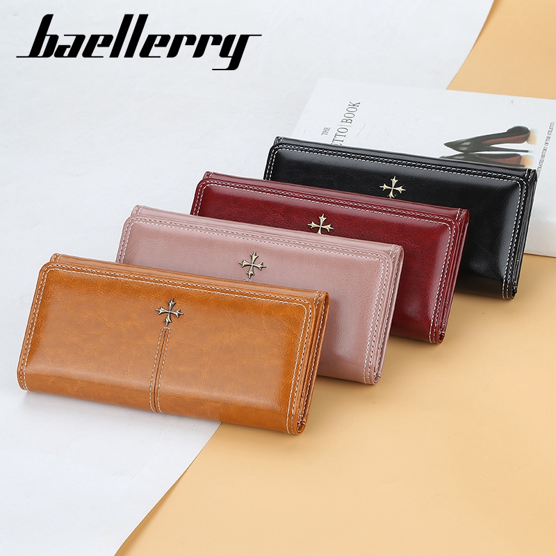 Baellerry Hàng Có Sẵn Ví Dài Đựng Thẻ Có Dây Kéo Sức Chứa Lớn Cho Nữ