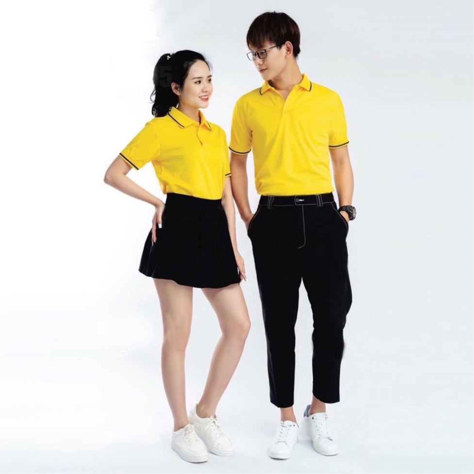 Áo Thun Polo Nam Nữ Có Cổ Vải Cá Sấu Mè Có Viền Phong Cách Hàn Quốc Năng Động Nhiều Màu