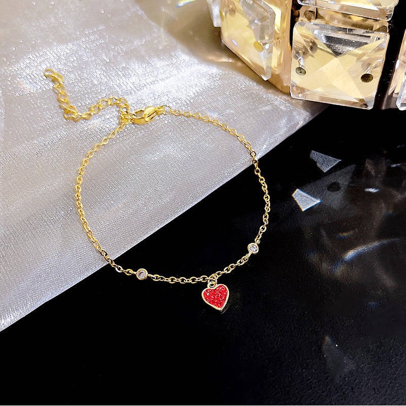 Vòng tay titan nữ lắc tay titan hình trái tim xinh xắn dễ thương phong cách trẻ trung mẫu mới 2022