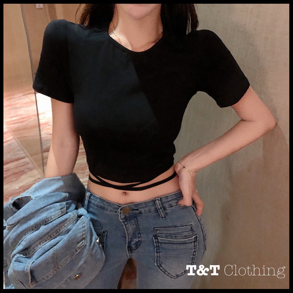 ÁO CROPTOP DÂY ĐAN EO | Áo kiểu nữ teen chất vải đẹp - AK0014 | 23tshop