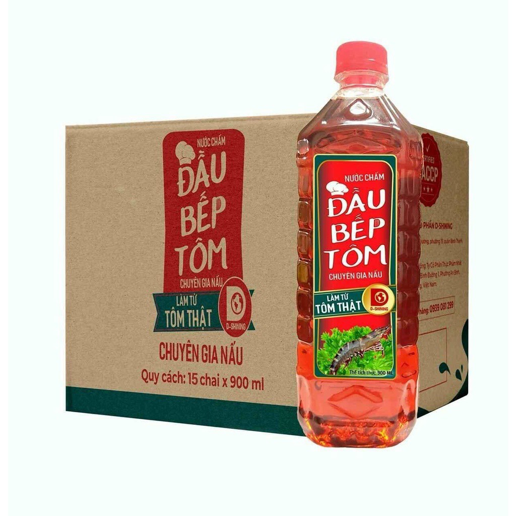 Nước mắm Đầu Bếp Tôm chai 900 ml 1 chai - 1 thùng 15 chai