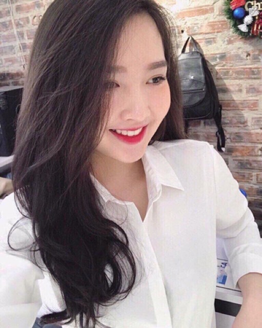 [Ảnh thật - Clip thật] Áo sơ mi dài tay trắng - Xanh | BigBuy360 - bigbuy360.vn