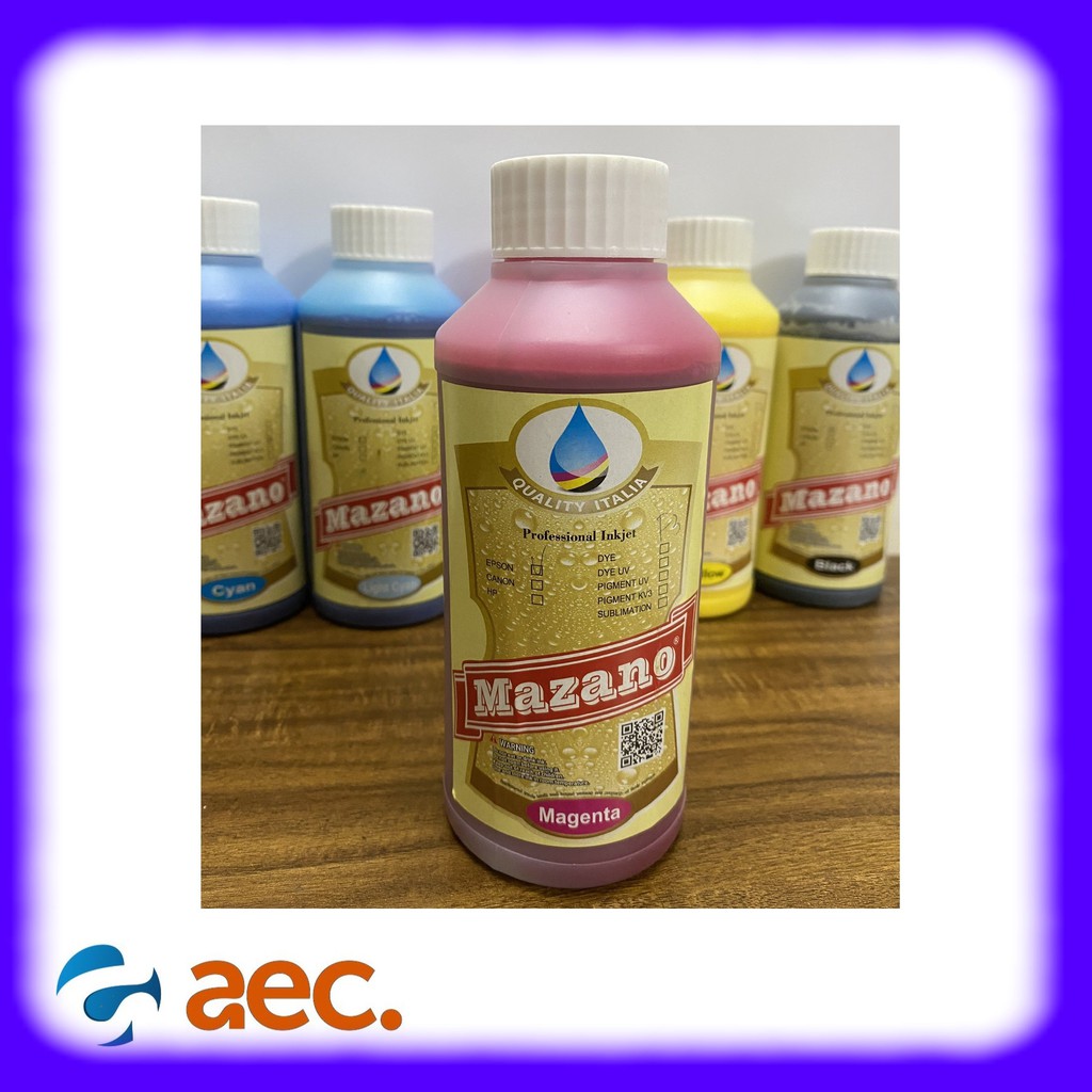 Mực dầu Pigment UV chống nước, chống bay màu Mazano chai 1 lít màu M (đỏ) dùng cho các máy in Epson