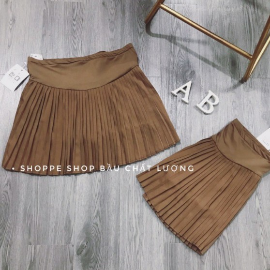 CHÂN VÁY BẦU DẬP LY - XẾP LY MÀU NÂU + ĐEN HÀNG MẶC 4 MÙA CHẤT VOAN LỤA ĐẸP - MẸ BẦU Shop