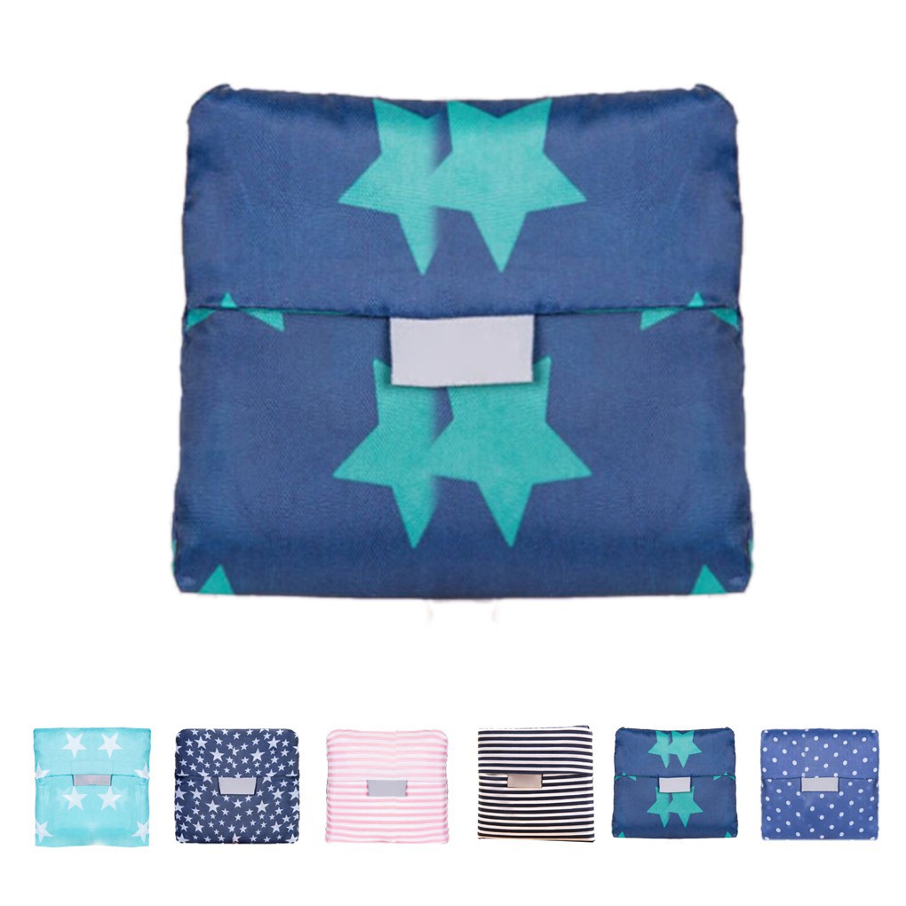 Túi đựng đồ lớn, tái sử dụng thân thiện môi trường, gấp được, họa tiết sao và sọc