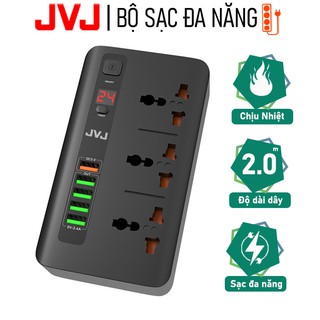 Ổ cắm điện đa năng JVJ BKL-04 hỗ trợ cổng USB 10A sạc nhanh có công tắc dây dài 2m - an toàn chống quá tải chống giật