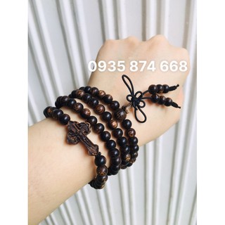 Chuỗi vòng trầm hương sánh chìm mix thánh giá trầm sánh