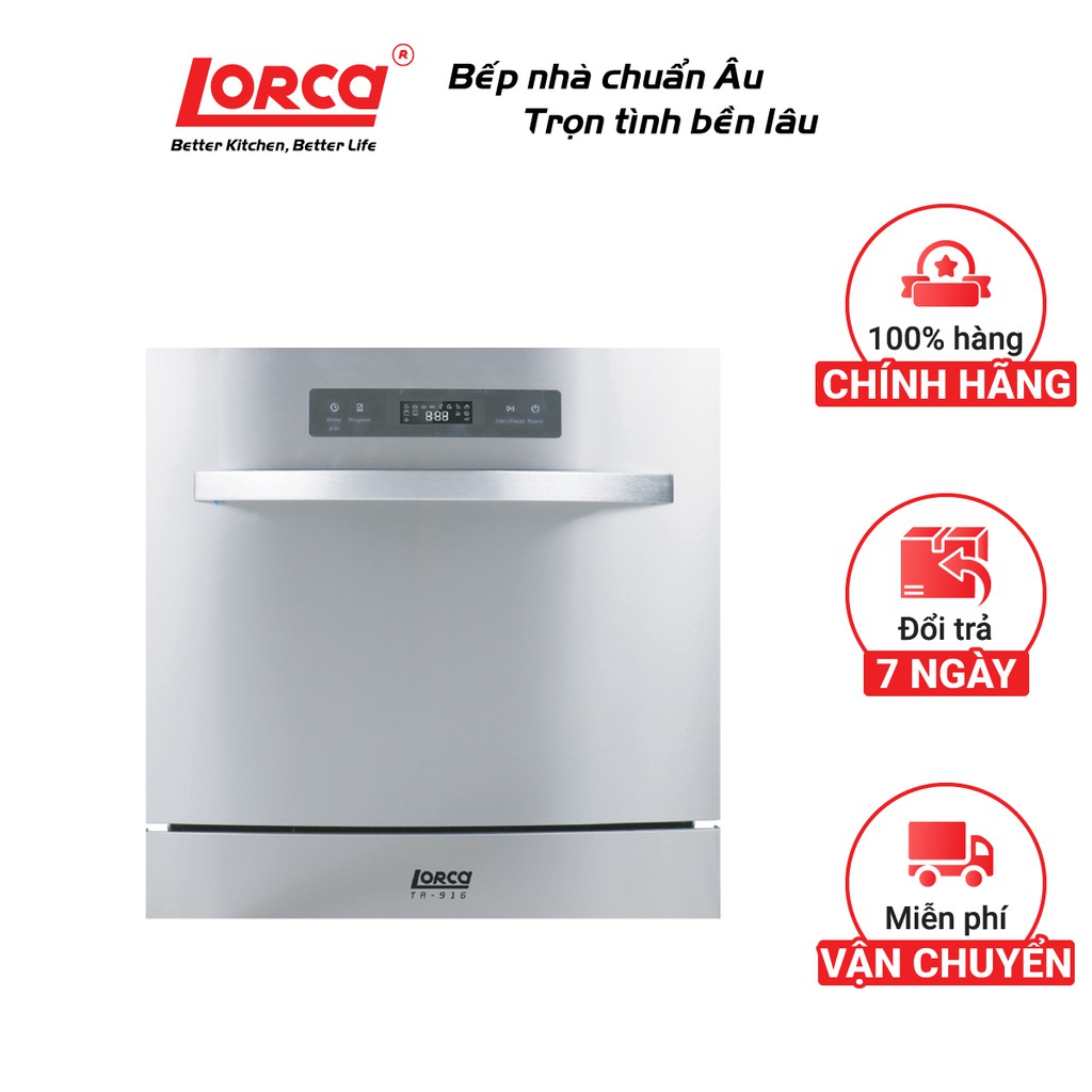 Máy rửa bát Châu Âu Lorca TA 918 - Hẹn giờ tự động, an toàn trẻ nhỏ. Dung tích 6L-7L - Bảo hành 3 năm