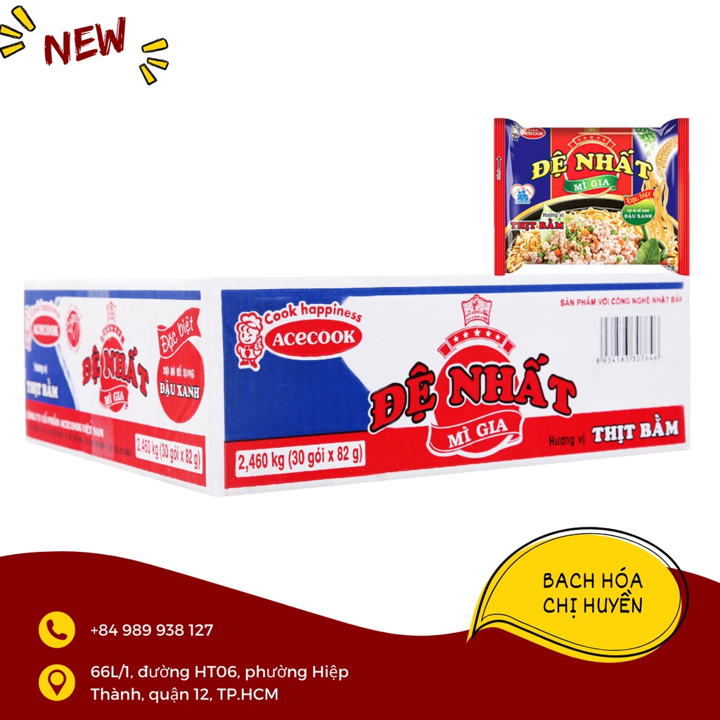 Thùng 30 gói mì Đệ Nhất thịt bằm 82g